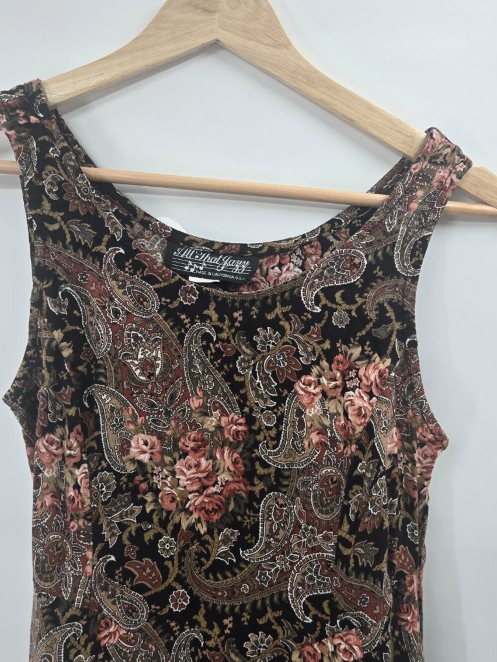 Vintage 90s All that Jazz Paisley Floral Maxi Dress Approx Small - Picture 5 of 9